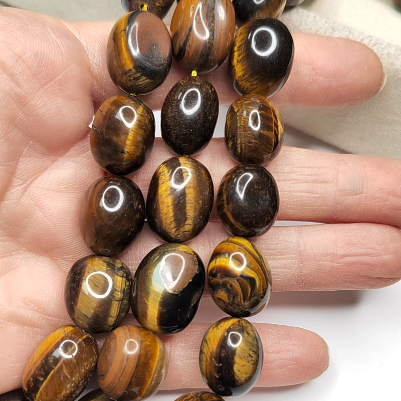 Тигровый глаз 17х12 мм натуральный камень, бусины галтовка (оливки)