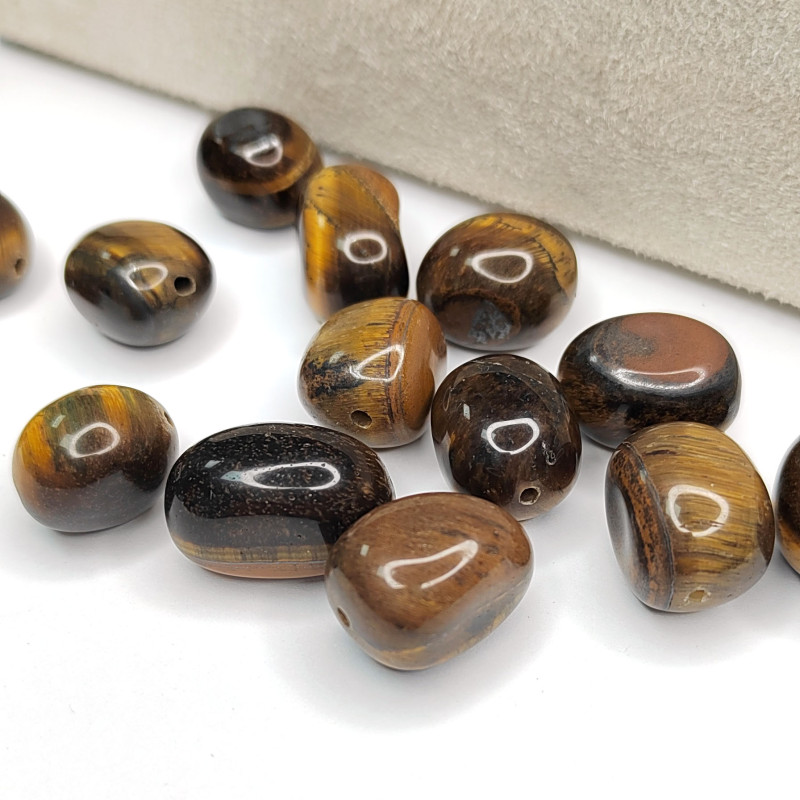 Тигровый глаз 17х12 мм натуральный камень, бусины галтовка (оливки)