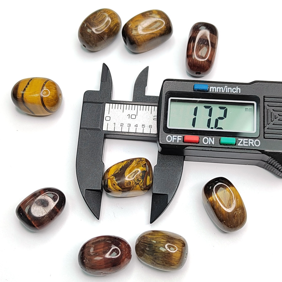 Тигровый глаз 17х12 мм натуральный камень, бусины галтовка (оливки)