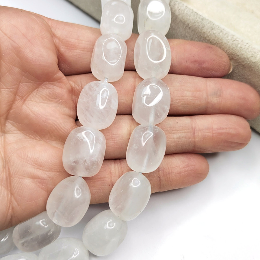 16х12 мм Горный хрусталь натуральный, галтовка Нить 38-39 см (22 бусины)