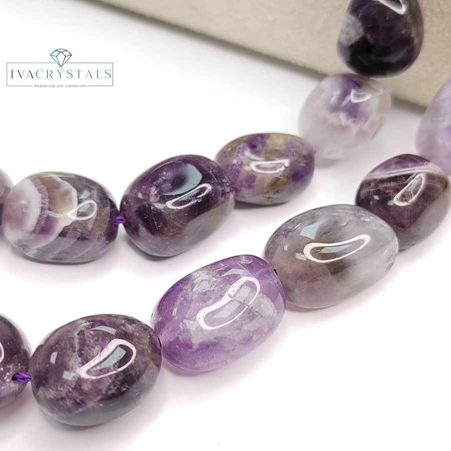 Аметист натуральный 17х12 мм нить 38-39 см (22 бусины)