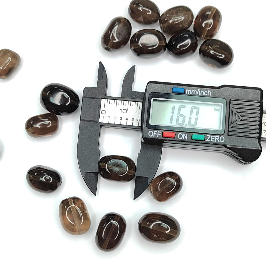 Раухтопаз натуральный, Дымчатый кварц, бусина оливка 16х11 мм