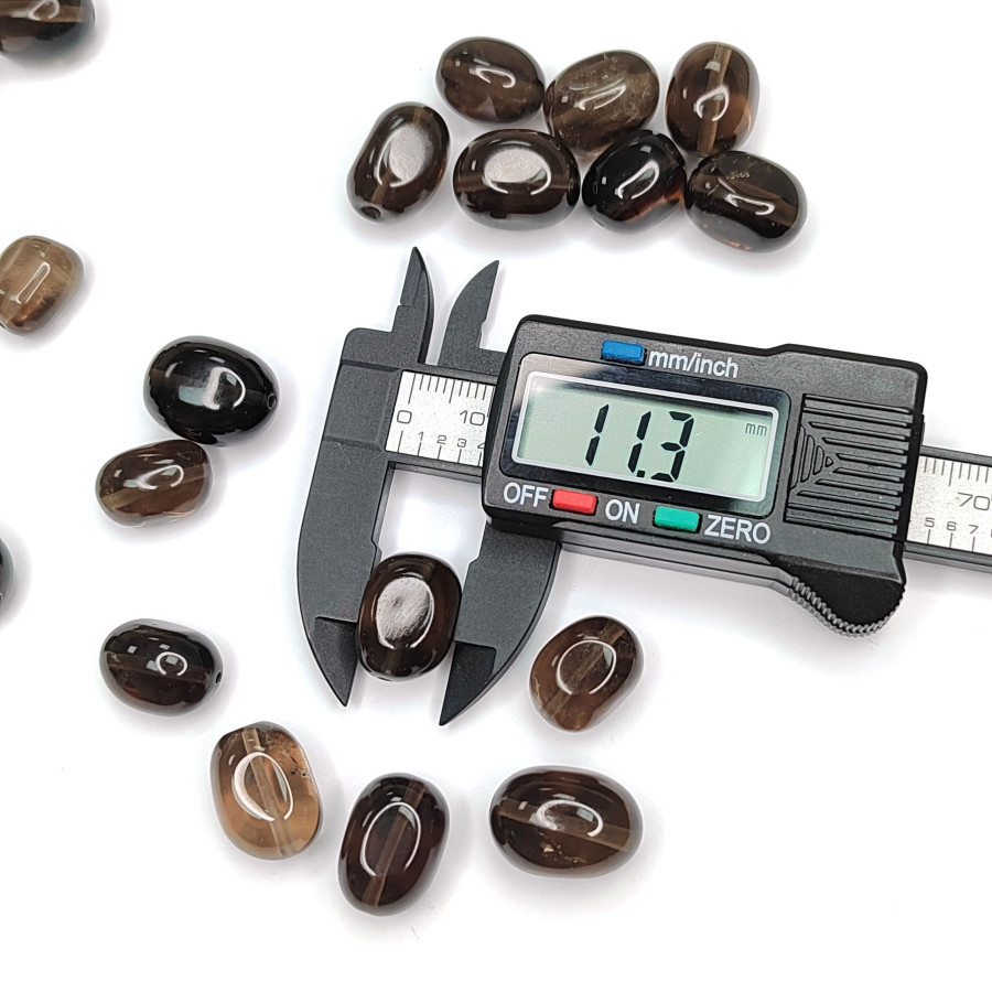 Раухтопаз натуральный, Дымчатый кварц, бусина оливка 16х11 мм