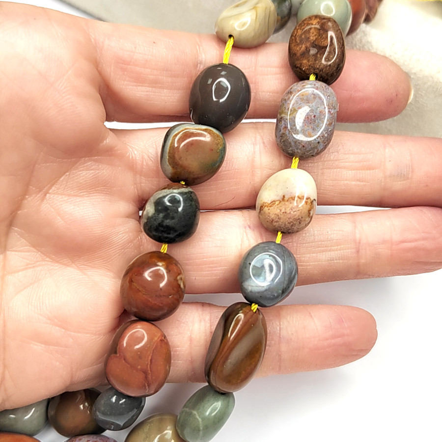 Яшма американская 16х12 мм, натуральный камень Нить 39-40 см (28 бусин)