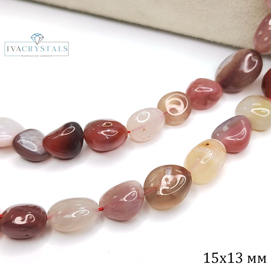 Агат ботсванский натуральный 15х13 мм галтовка