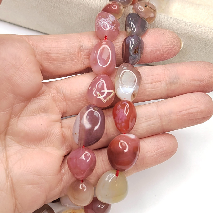 Агат ботсванский натуральный 15х13 мм галтовка нить 39 см (27 бусин)