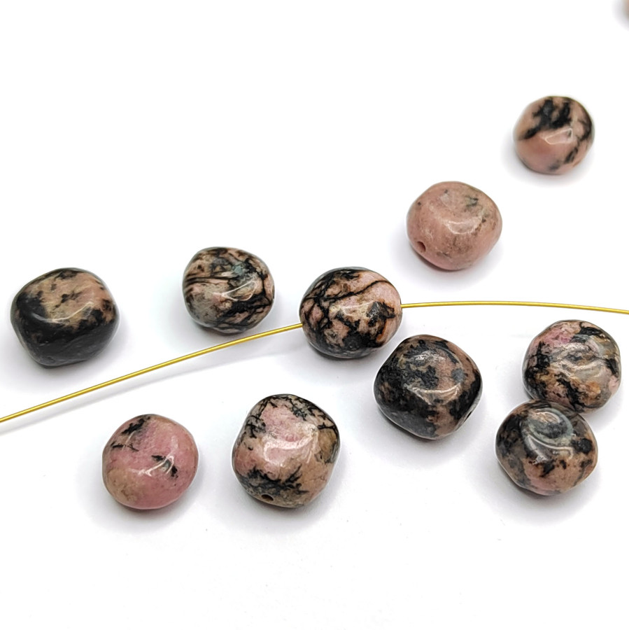 Родонит натуральный 10х9 мм Штука (бусина)