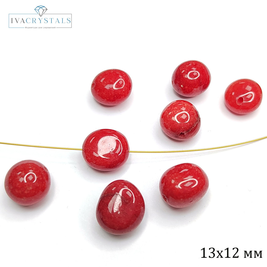 Агат натуральный 13х12 мм галтовка Штука (бусина)