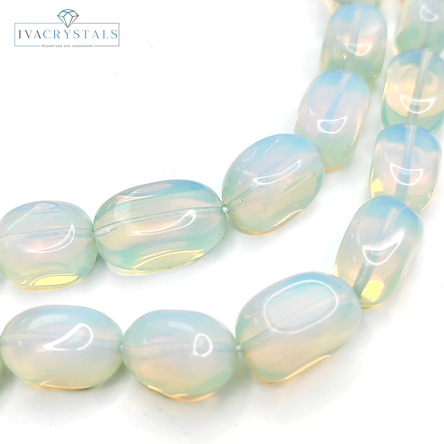Бусина Лунный камень (имитация) 17х12 мм, стекло