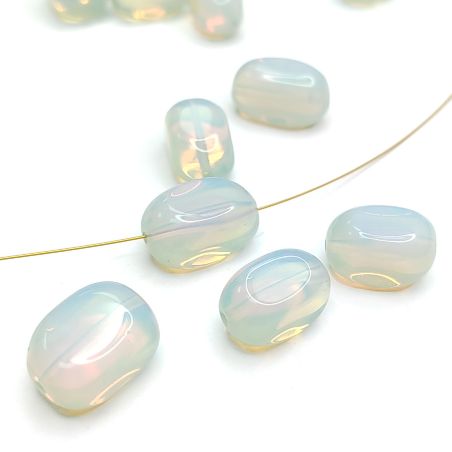 Бусина Лунный камень (имитация) 17х12 мм, стекло