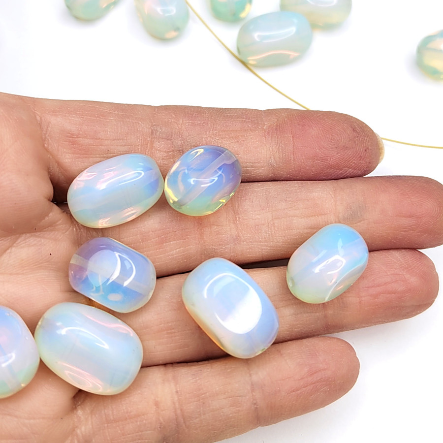 Бусина Лунный камень (имитация) 17х12 мм, стекло