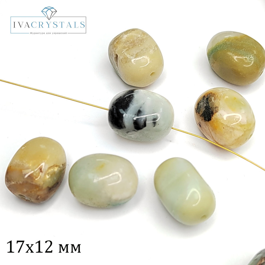 Амазонит натуральный камень 17х12 мм Штука (бусина)