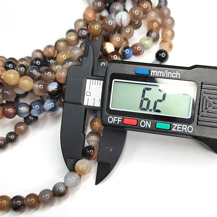 Агат натуральный, бусины гладкий шар, нить 37-39 см 6 мм (нить 37 см)