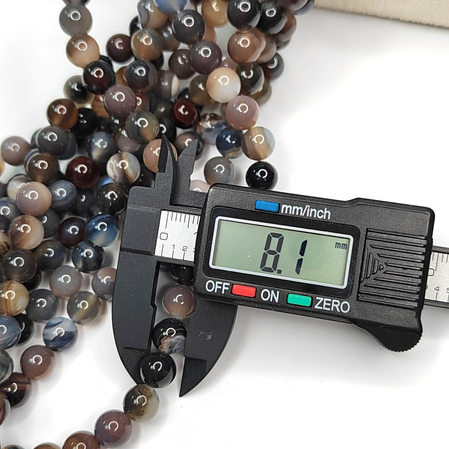 Агат натуральный, бусины гладкий шар, нить 37-39 см 8 мм (нить 38 см)