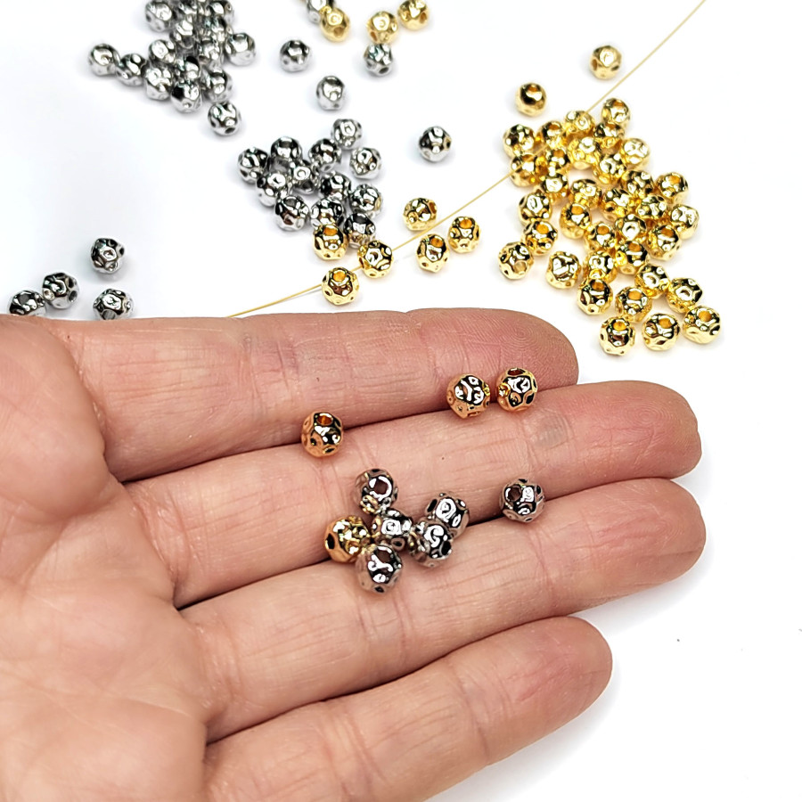 6 мм Разделительная бусина "Мятый металл", штука