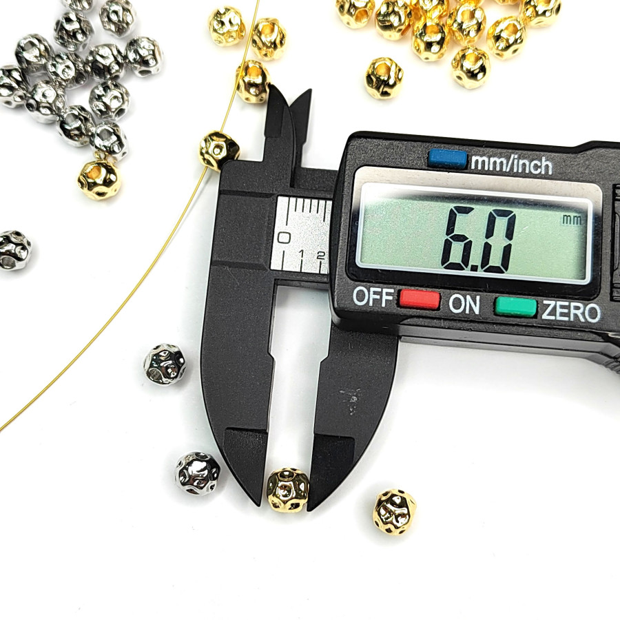 6 мм Разделительная бусина "Мятый металл", штука