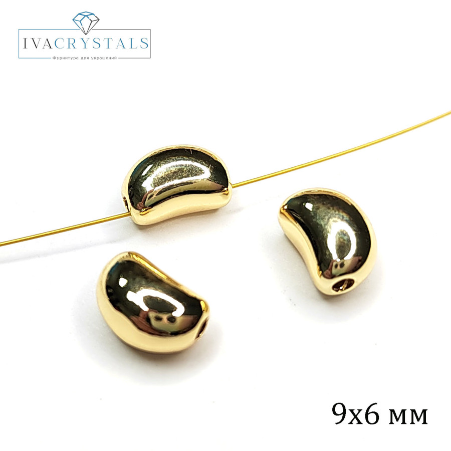 Разделительная бусина Луна (полумесяц) 9х6 мм, штука покрытие Позолота