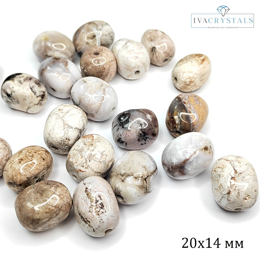 Яшма пейзажная, натуральный камень 20х14 мм