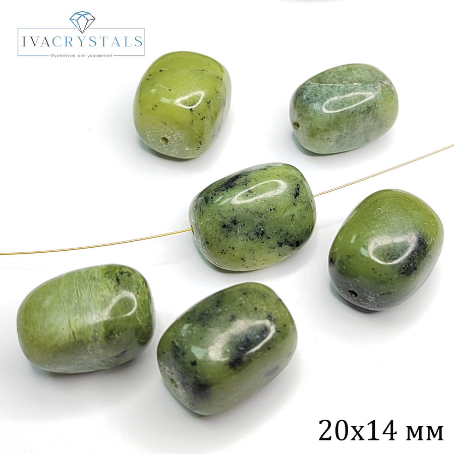 Жадеит натуральный 20х14 мм Штука (бусина)