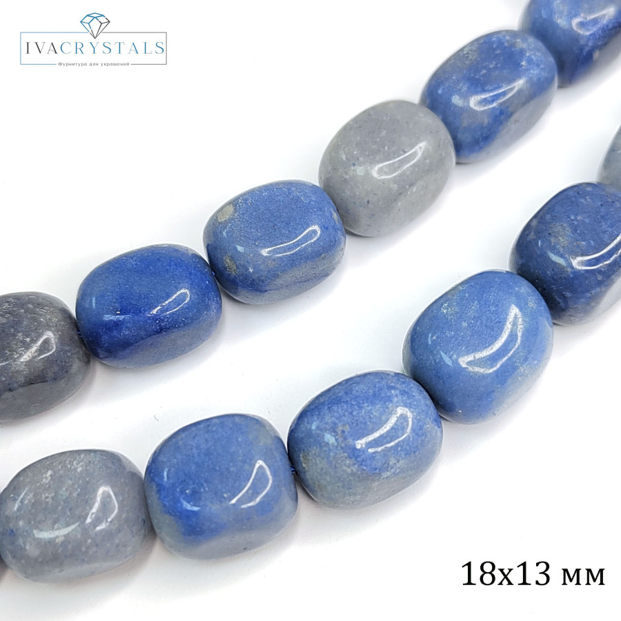 Лазурит прессованный камень 18х13 мм Нить 38 см (22 бусины)