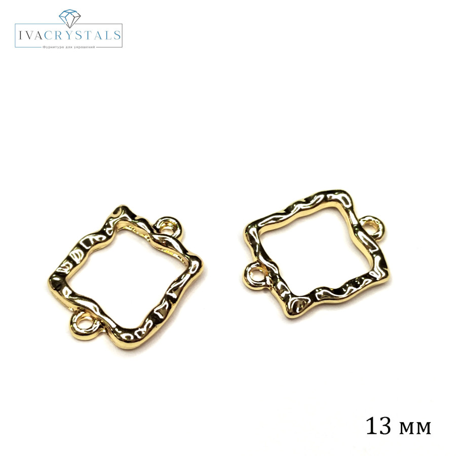 Квадратный коннектор 13х17 мм, штука покрытие Позолота