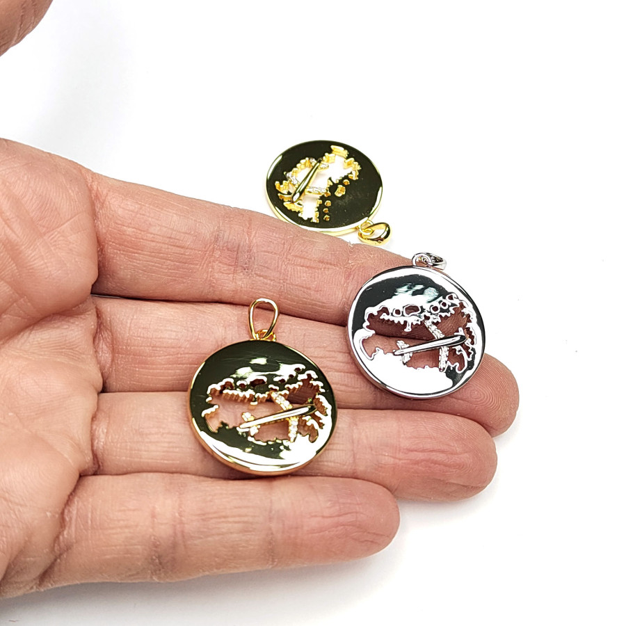 Подвеска Карта - Самолёт 25 мм, штука