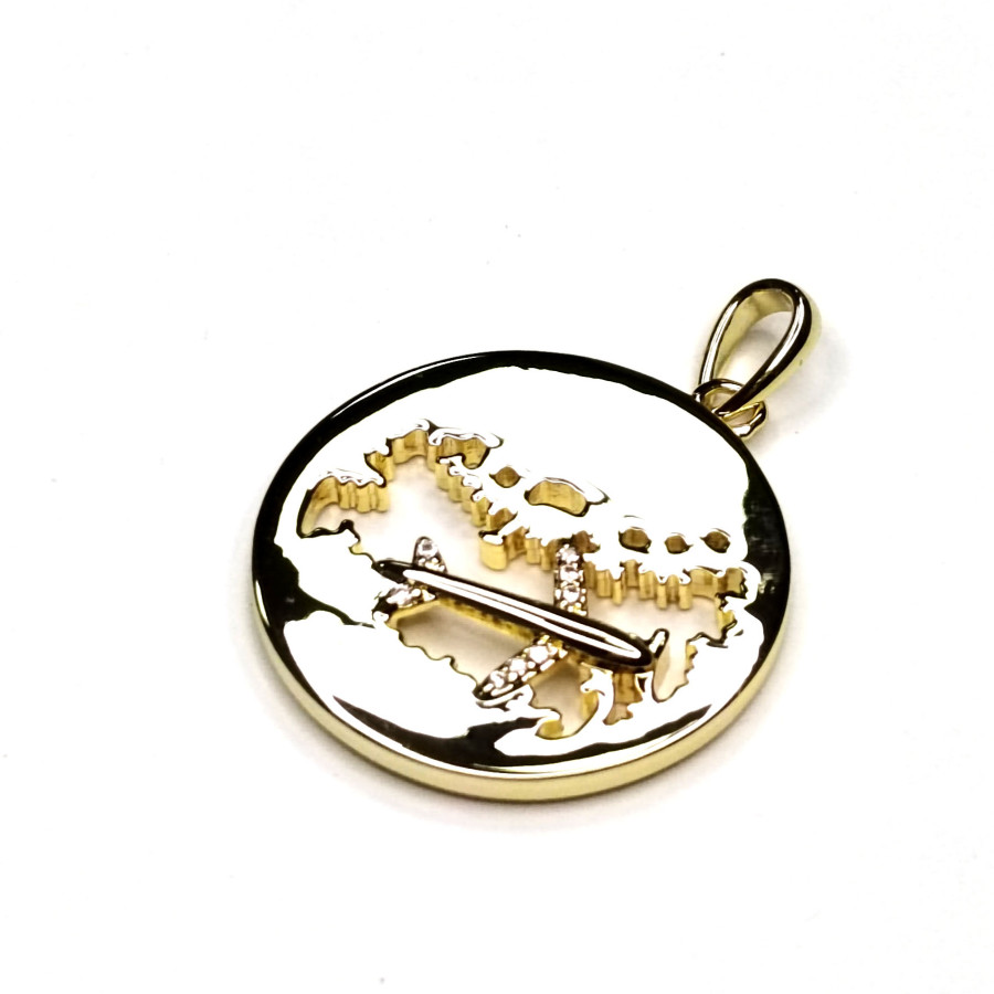 Подвеска Карта - Самолёт 25 мм, штука