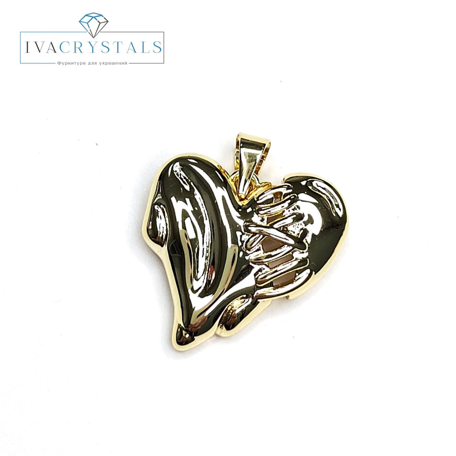 Крупная подвеска Сердце зашитое 18 мм, штука покрытие Позолота