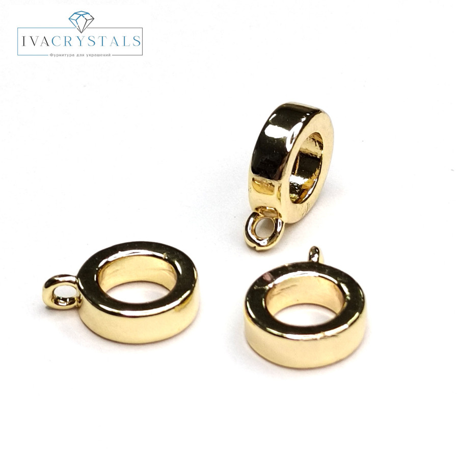 Кольцо - бейл с петелькой 8,6х2,7 мм, штука покрытие Позолота