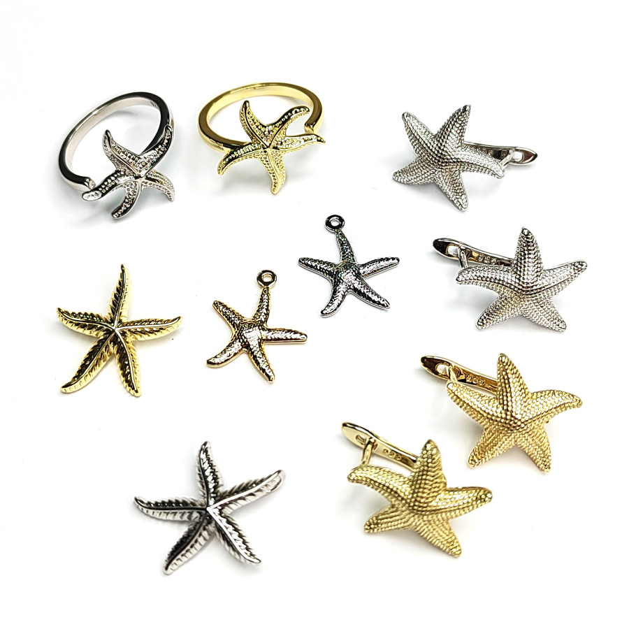 Кольцо безразмерное, Морская звезда 15 мм