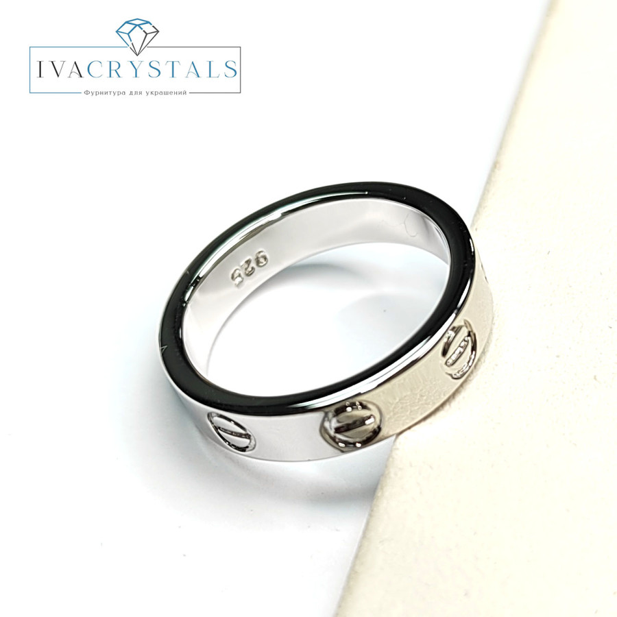 Кольцо 17 мм, ширина 4,4 мм покрытие Родий