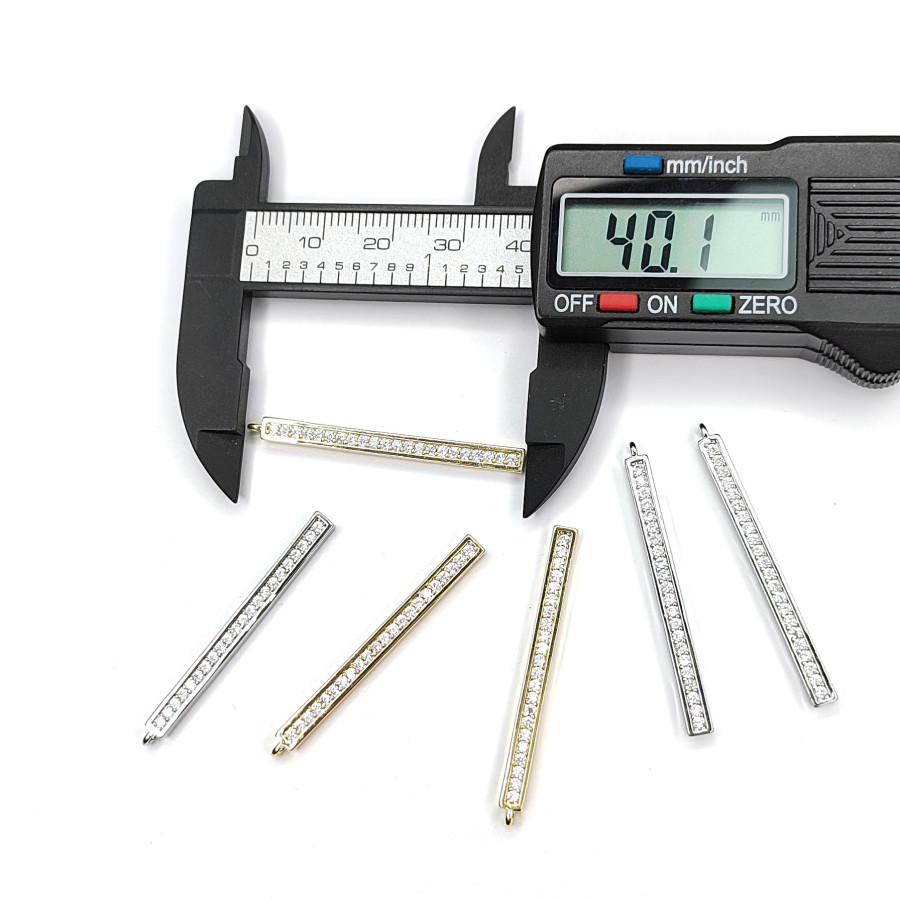 Подвеска палочка 40 мм с фианитами, штука