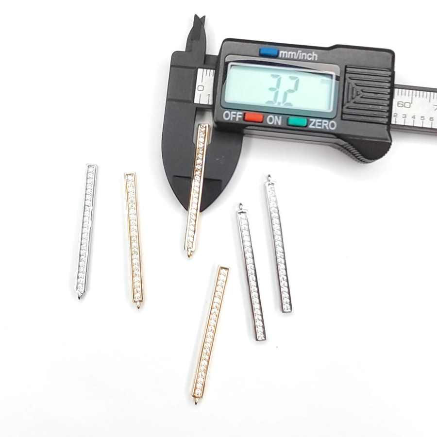 Подвеска палочка 40 мм с фианитами, штука