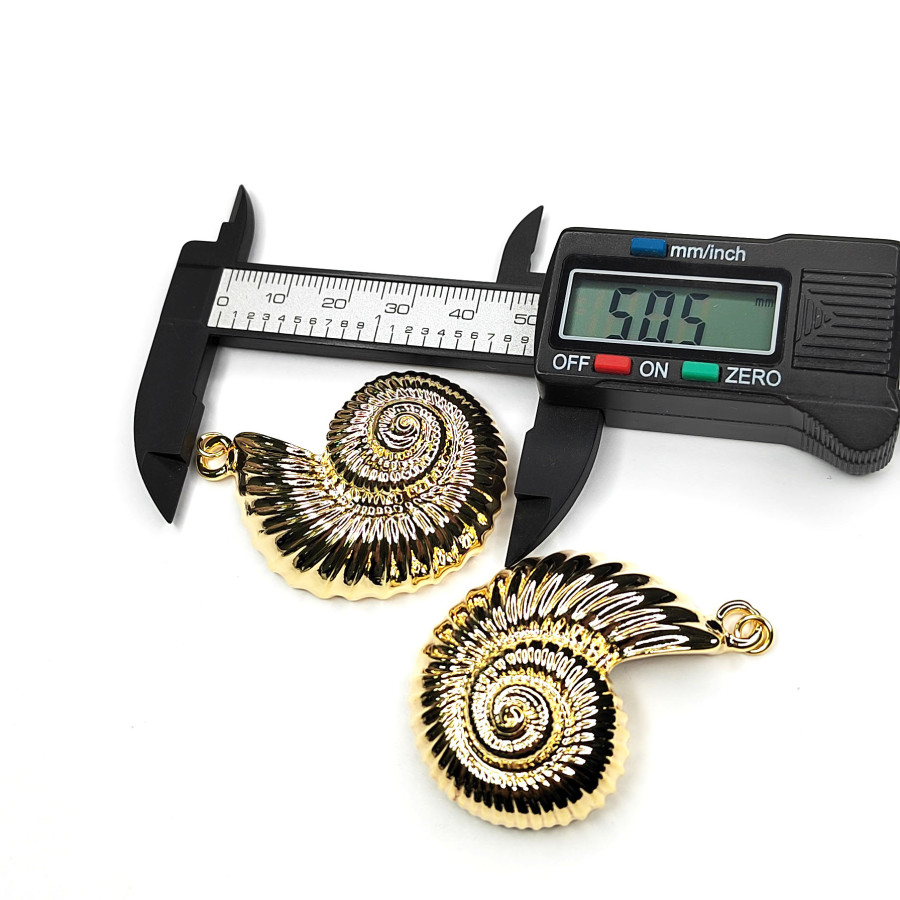 Крупная подвеска Ракушка Наутилус 50х35 мм, штука