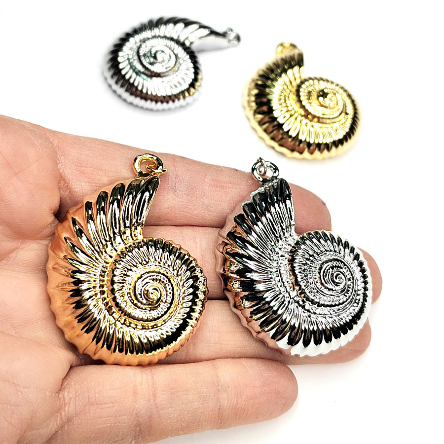 Крупная подвеска Ракушка Наутилус 50х35 мм, штука