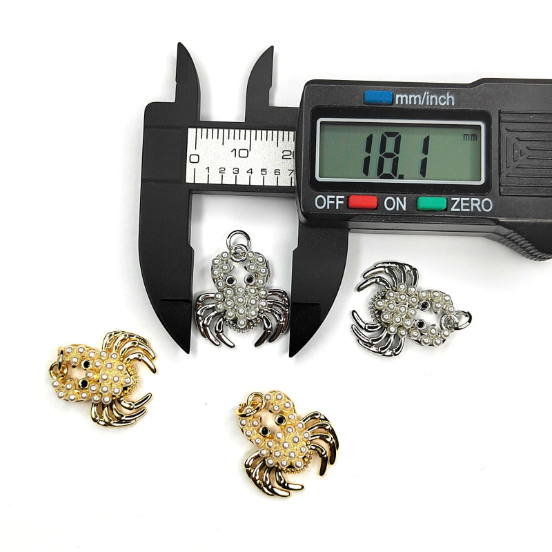 Подвеска Крабик с жемчужинами 20х18 мм, штука