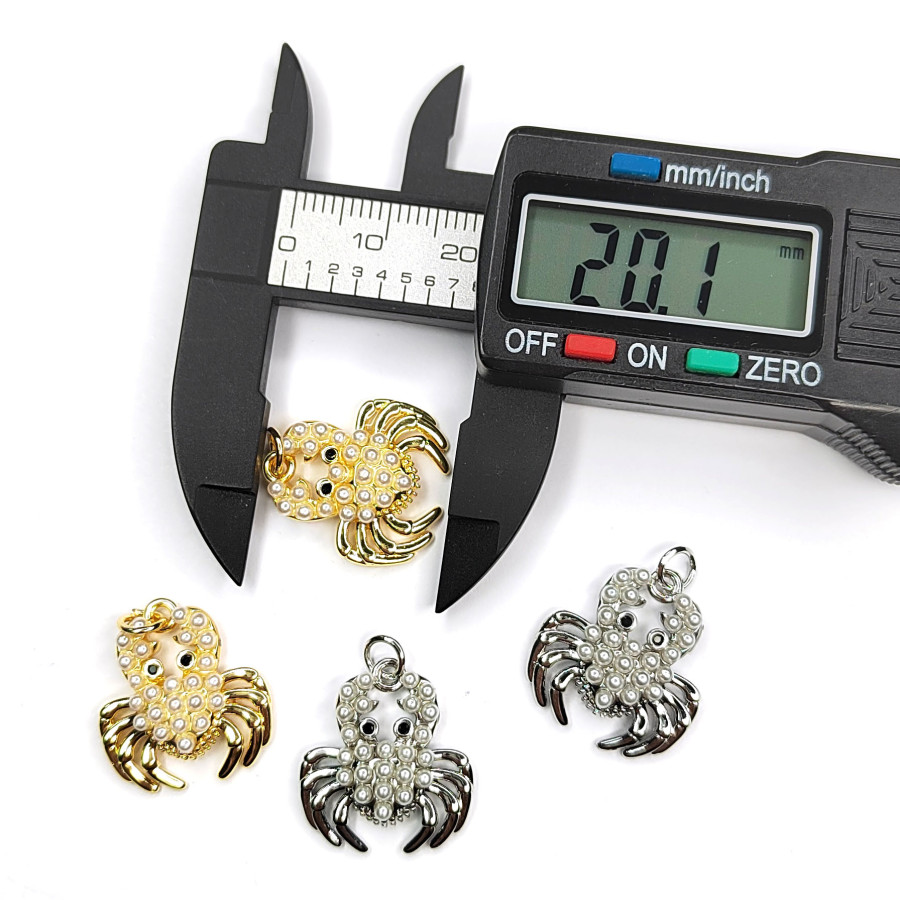 Подвеска Крабик с жемчужинами 20х18 мм, штука