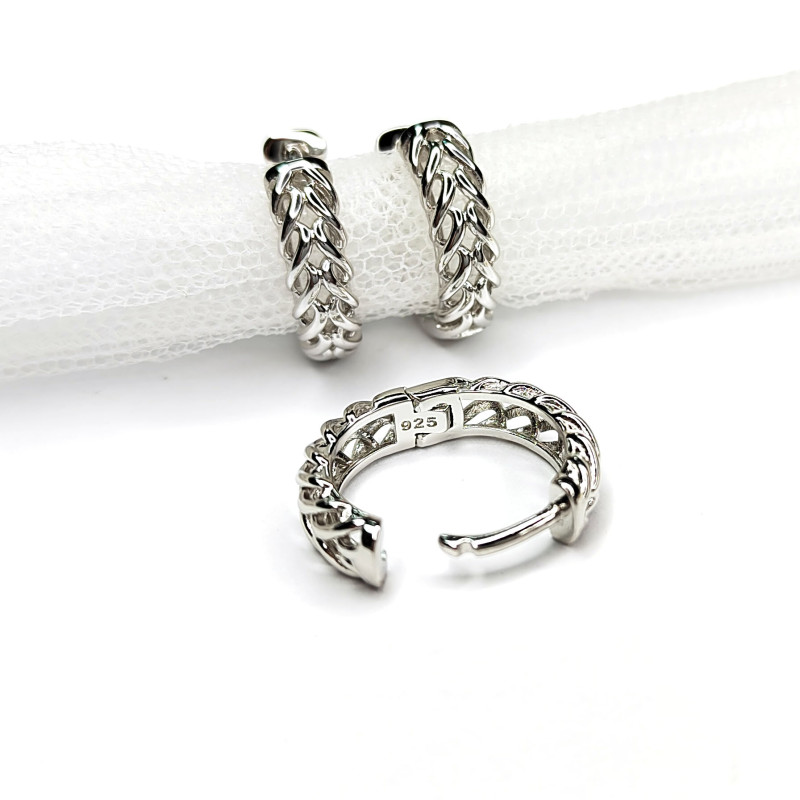 Серьги с застёжкой конго, узор Косичка 16х4,4 мм, пара