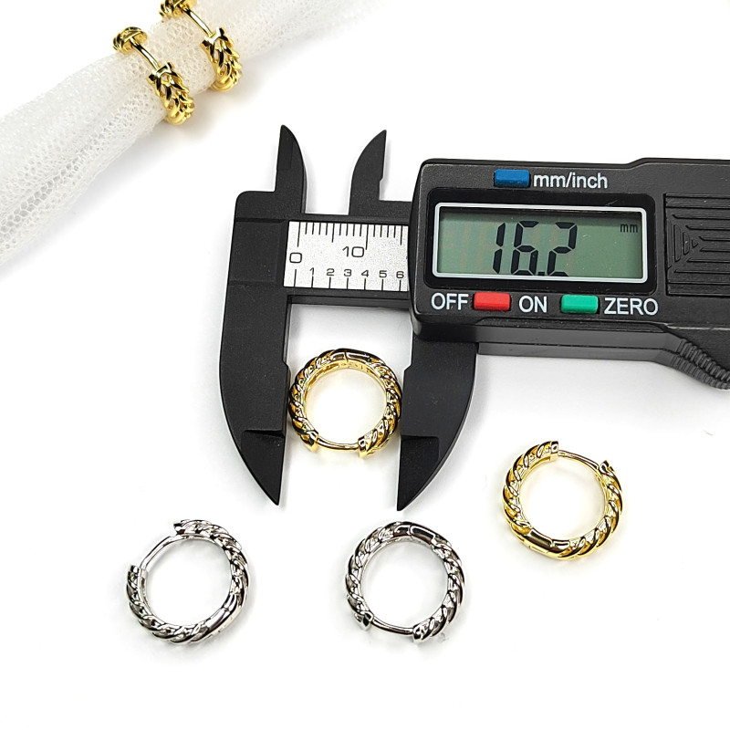 Серьги с застёжкой конго, узор Косичка 16х4,4 мм, пара