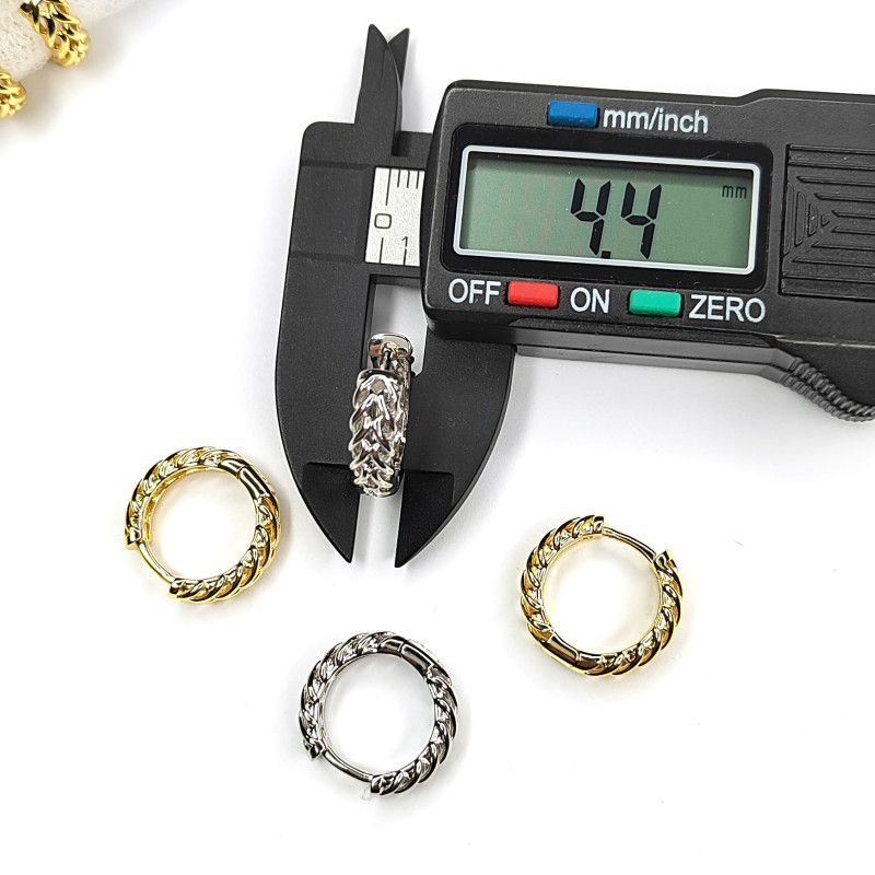 Серьги с застёжкой конго, узор Косичка 16х4,4 мм, пара