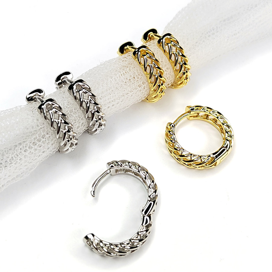 Серьги с застёжкой конго, узор Косичка 16х4,4 мм, пара