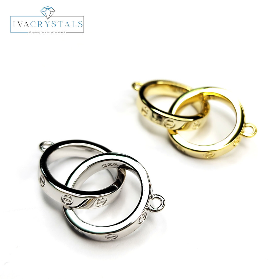 Двойной коннектор из двух колец с петельками, кольцо 15х2,8 мм