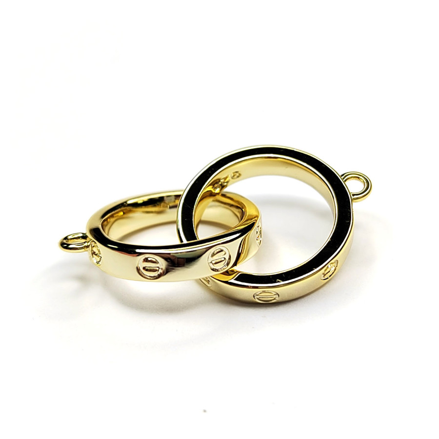 Двойной коннектор из двух колец с петельками, кольцо 15х2,8 мм