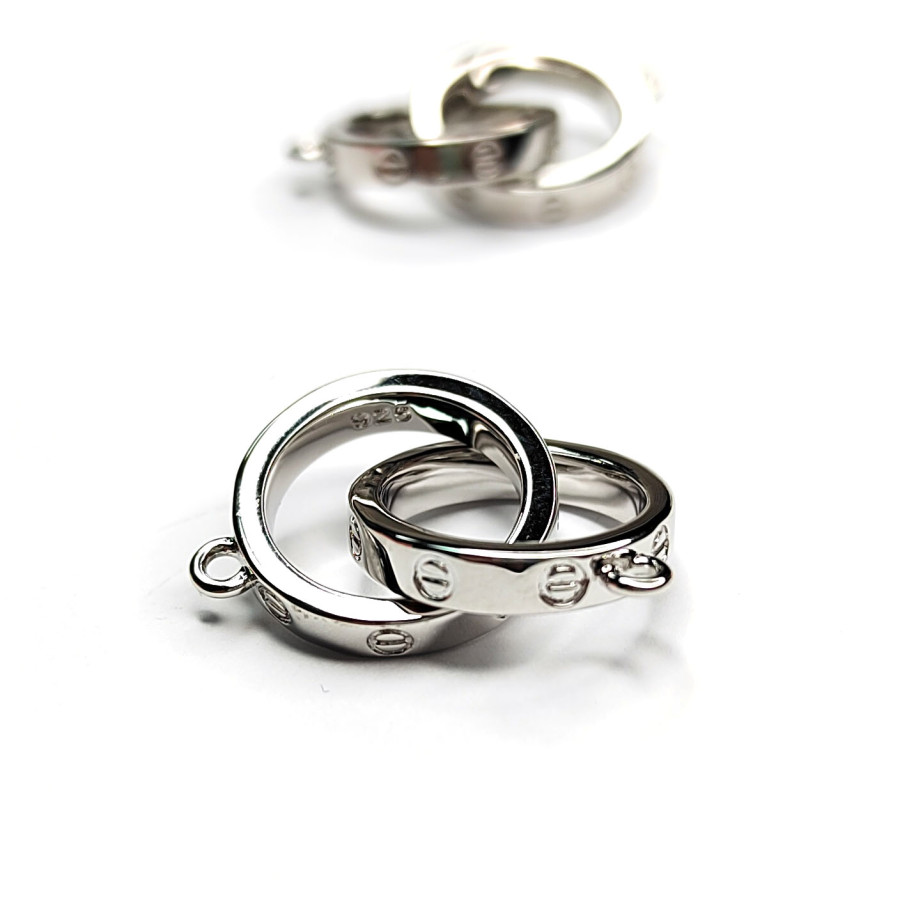 Двойной коннектор из двух колец с петельками, кольцо 15х2,8 мм