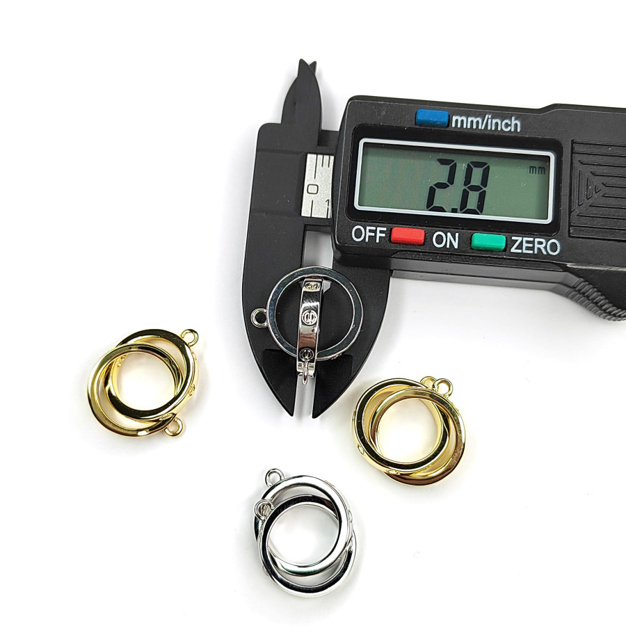 Двойной коннектор из двух колец с петельками, кольцо 15х2,8 мм