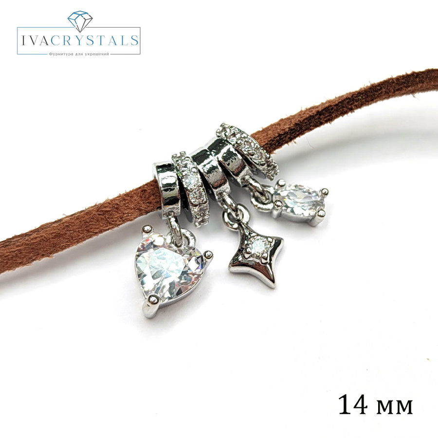 Бейл с тремя подвесками 14 мм покрытие Родий