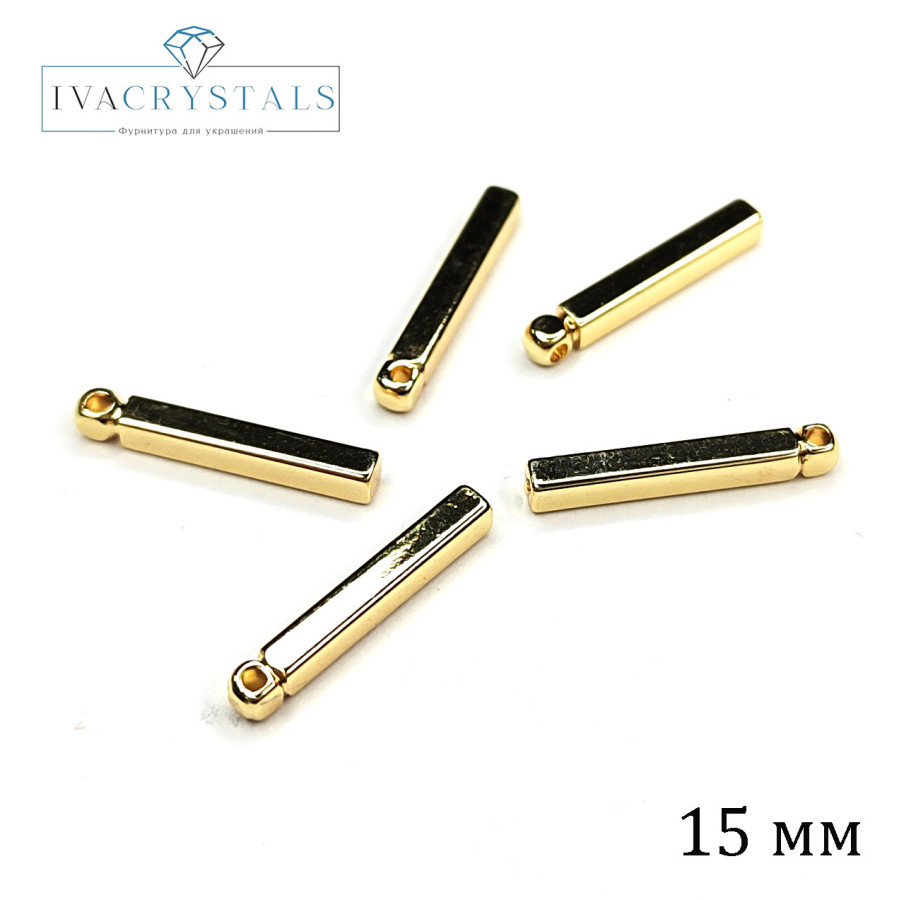 Подвеска палочка 15х2 мм с гранями, штука покрытие Позолота