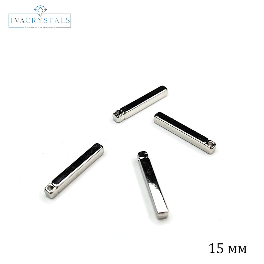 Подвеска палочка 15х2 мм с  гранями, штука покрытие Родий