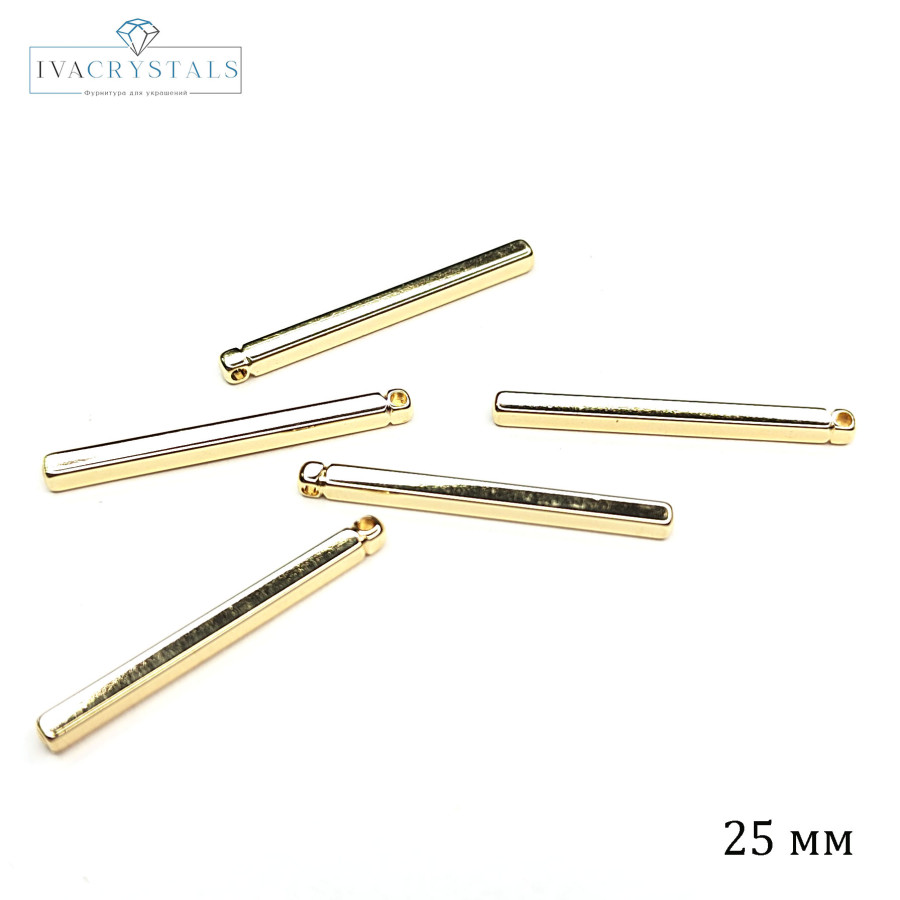 Подвеска палочка 25х2 мм с гранями, штука покрытие Позолота