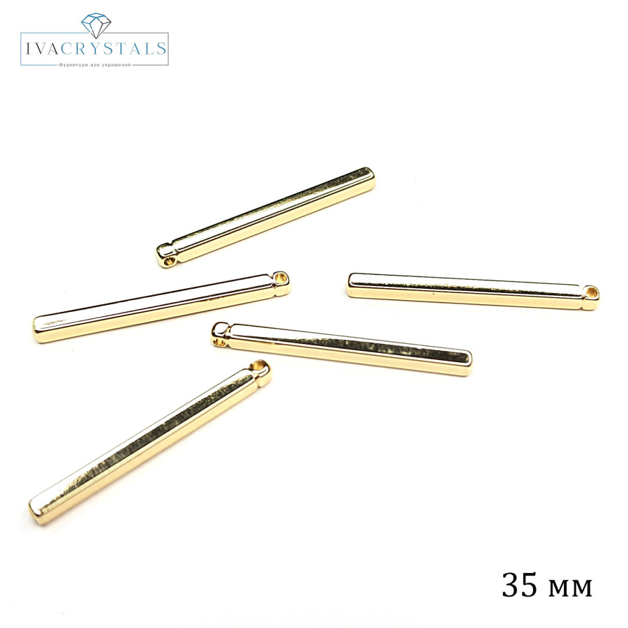Подвеска палочка 35х2 мм с гранями, штука покрытие Позолота